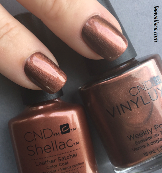 shellac and vinylux colour leather satchel from the cnd craft culture collection by fee wallace
