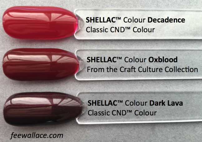 Oxblood Shellac Colour Comparison by Fee Wallace