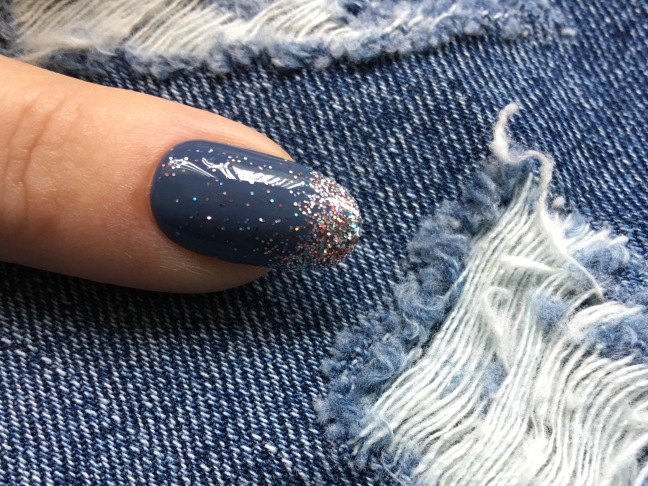 lecente goddess glitter over shellac denim patch by fee wallace