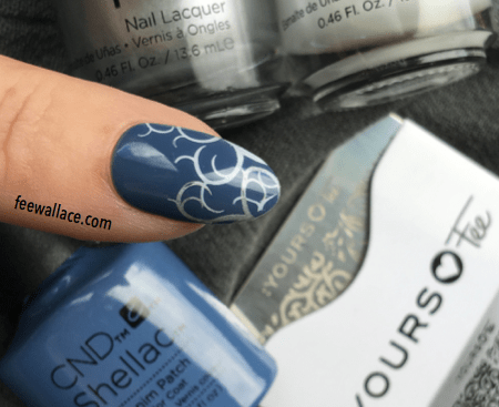 yours loves fee stamping plate twisted garden. cnd creative play over shellac denim patch by fee wallace