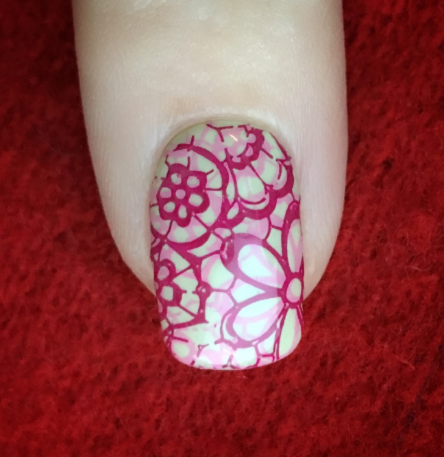Shellac sugarcane with yours loves fee nail art stamping using CND Creative Play by Fee Wallace