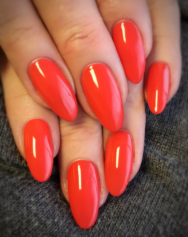 Shellac Mambo Beat over CND Liquid & Powder Enhancements by Fee Wallace
