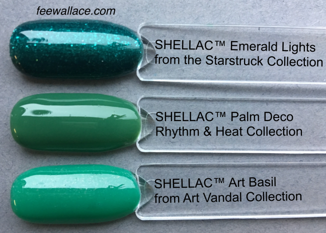 color comparison shot for shellac palm deco by fee wallace