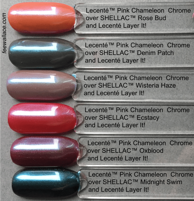 lecente pink chameleon chrome over shellac colours by fee wallace