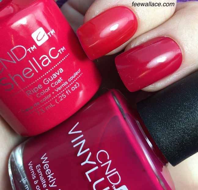 Shellac and Vinylux in Ripe Guava color swatch by Fee Wallace