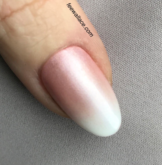 Shellac French Ombre with CND Studio White and lecente powders by fee wallace nails