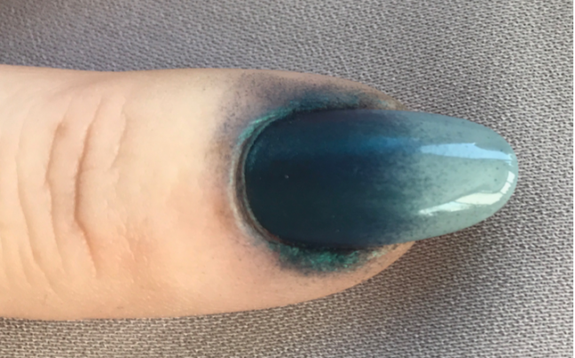 Shellac Ombre with Lecente Orbit Stardust half way through by Fee Wallace