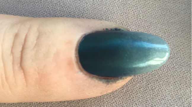 CND Shellac Mythic Slate with Lecente Stardust ready for Top Coat by fee wallace