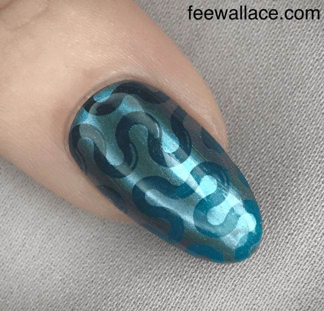 Shellac Viridian Viel Stamping Nail Art by Fee Wallace