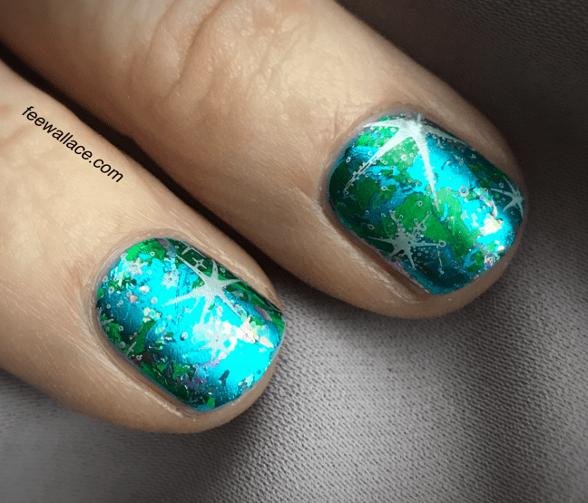 Lecente foil over shellac with yours stamping by fee wallace