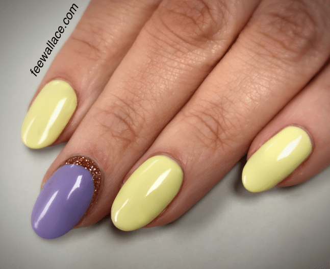 cuff nails with CND shellac and lecenté glitter using the chic shock collection