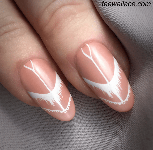 fee wallace stamping nail art nude shellac matte white nail design