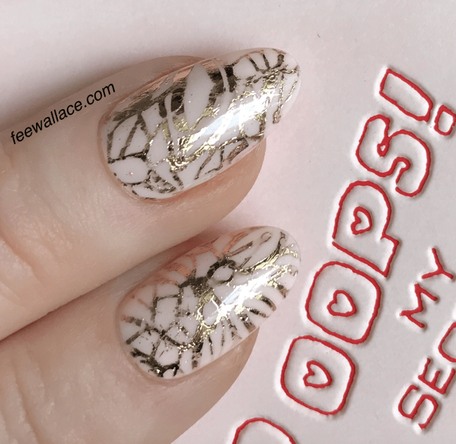 shellac stamping nail art with yours loves fee models of magic stamping plate naked naiveté CND by fee wallace 