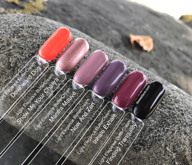 swatch line up of shibui buttercream fall light elegance by fee wallace