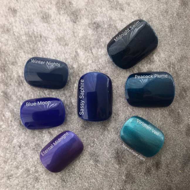 shellac sassy sapphire swatch comparison by fee wallace