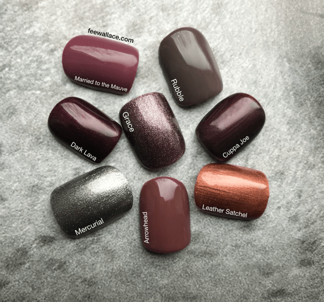 shellac grace metalic brown nail color swatch comparison to other colours by fee wallace